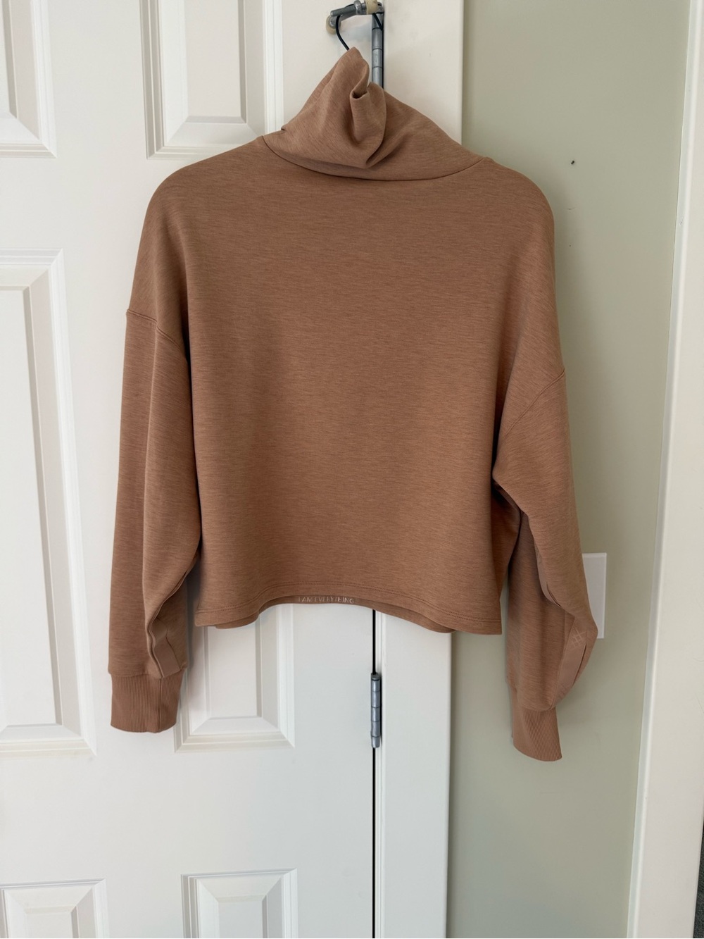 Rhône DreamGlow Mock Neck Cropped Turtleneck Sweater - Camel Brown